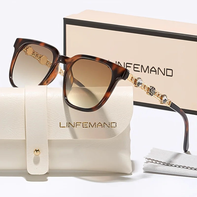 LINFEMAND SQUARE METAL CHAIN SUNGLASSES - MT3543646