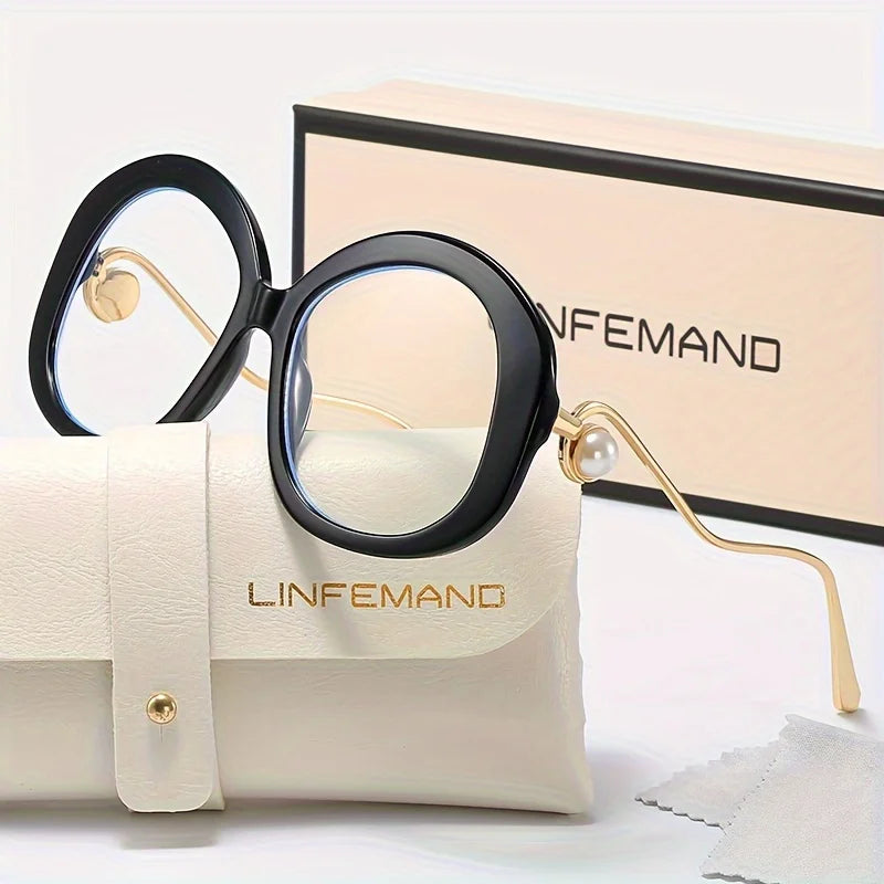 LINFEMAND OVERSIZED ROUND PEARL GLASSES - LH3289