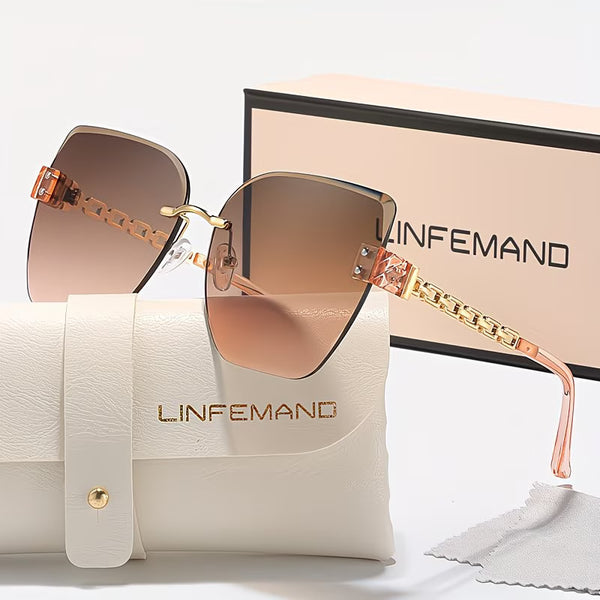 LINFEMAND FRAMELESS CAT EYE GLASSES