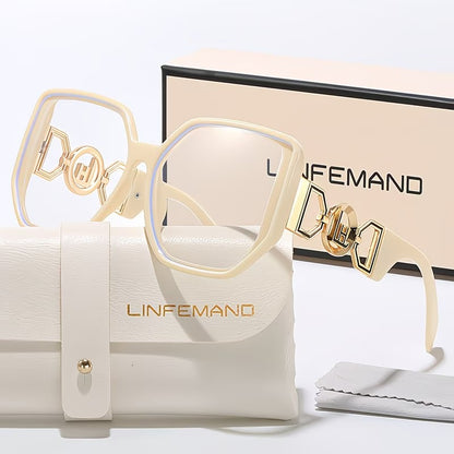 LINFEMAND OVERSIZED SQUARE ANTI-BLUE LIGHT GLASSES - LH3246