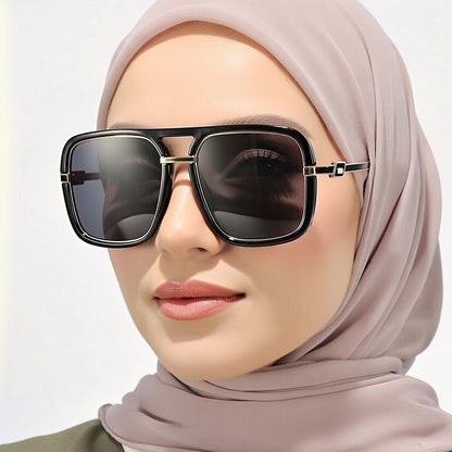 LINFEMAND HIP HOP SQUARE DOUBLE BRIDGE SUNGLASSES -LG105959