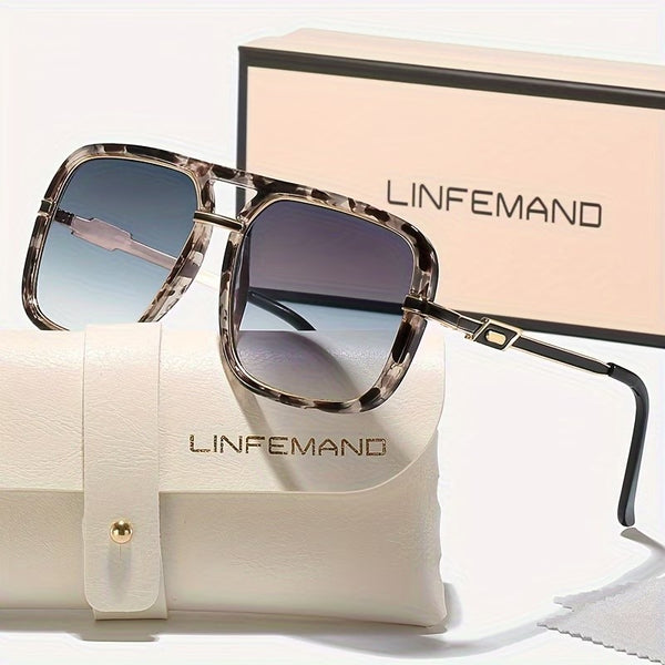 LINFEMAND HIP HOP SQUARE DOUBLE BRIDGE SUNGLASSES -LG105959