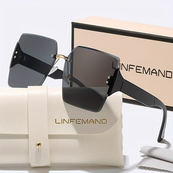 LINFEMAND RIMLESS SQUARE DECORATIVE GLASSES