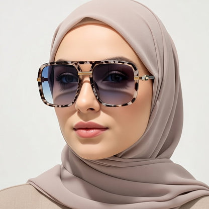 LINFEMAND HIP HOP SQUARE DOUBLE BRIDGE SUNGLASSES -LG105959