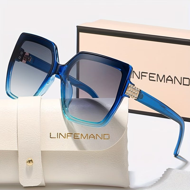 LINFEMAND OVERSIZED CAT-EYE RHINESTONE LUXURY GLASSES-M314