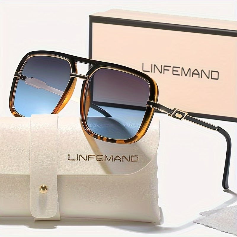 LINFEMAND HIP HOP SQUARE DOUBLE BRIDGE SUNGLASSES -LG105959