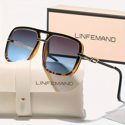 LINFEMAND HIP HOP SQUARE DOUBLE BRIDGE SUNGLASSES -LG105959
