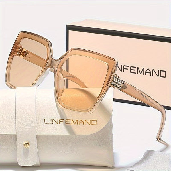 LINFEMAND OVERSIZED CAT-EYE RHINESTONE LUXURY GLASSES-M314