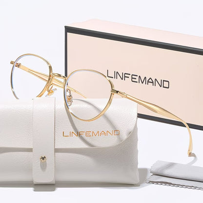 LINFEMAND RETRO ROUND ANTI-BLUE LIGHT GLASSES - LH3256
