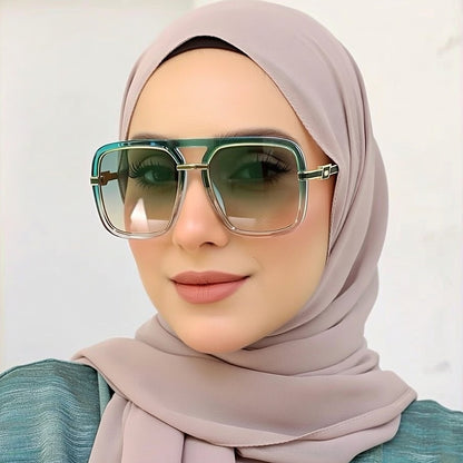 LINFEMAND HIP HOP SQUARE DOUBLE BRIDGE SUNGLASSES -LG105959