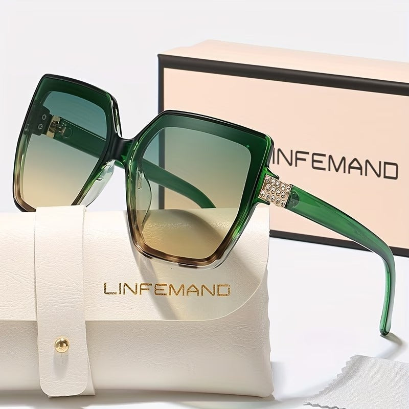 LINFEMAND OVERSIZED CAT-EYE RHINESTONE LUXURY GLASSES-M314