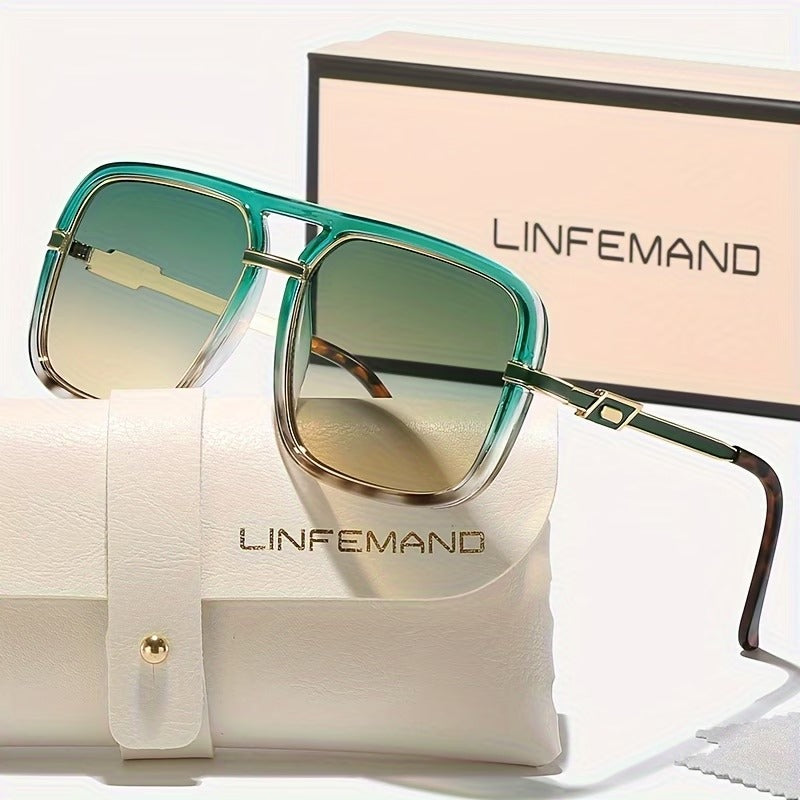 LINFEMAND HIP HOP SQUARE DOUBLE BRIDGE SUNGLASSES -LG105959