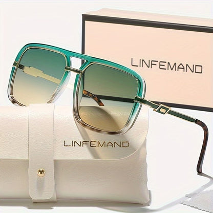 LINFEMAND HIP HOP SQUARE DOUBLE BRIDGE SUNGLASSES -LG105959
