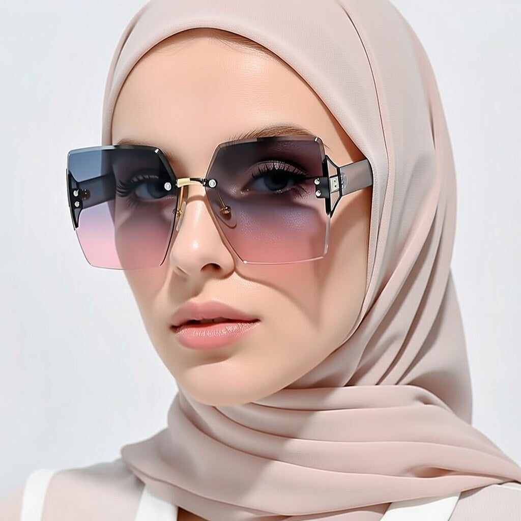 LINFEMAND RIMLESS SQUARE DECORATIVE GLASSES