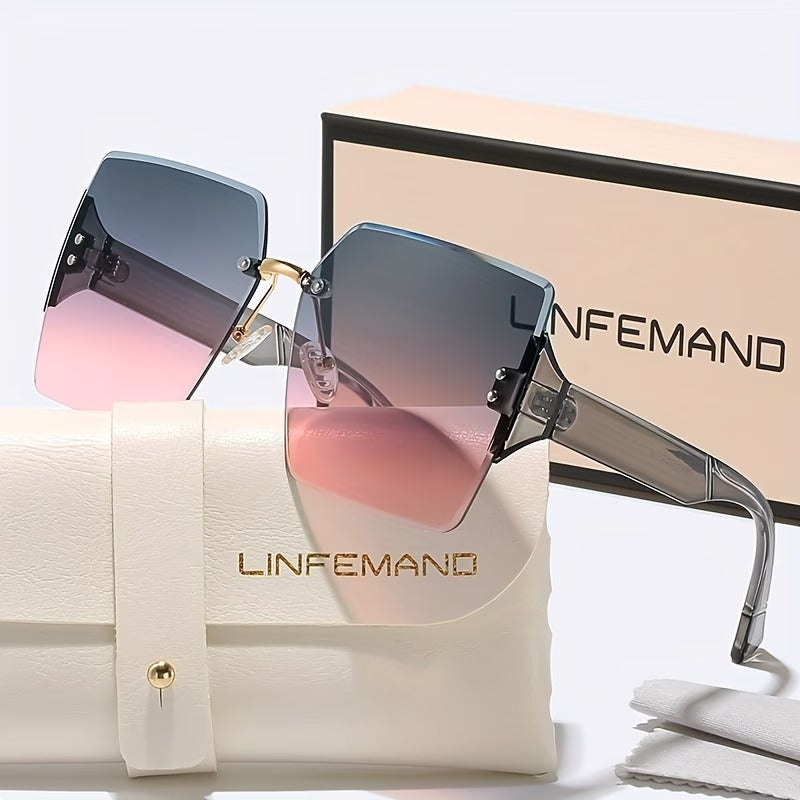 LINFEMAND RIMLESS SQUARE DECORATIVE GLASSES