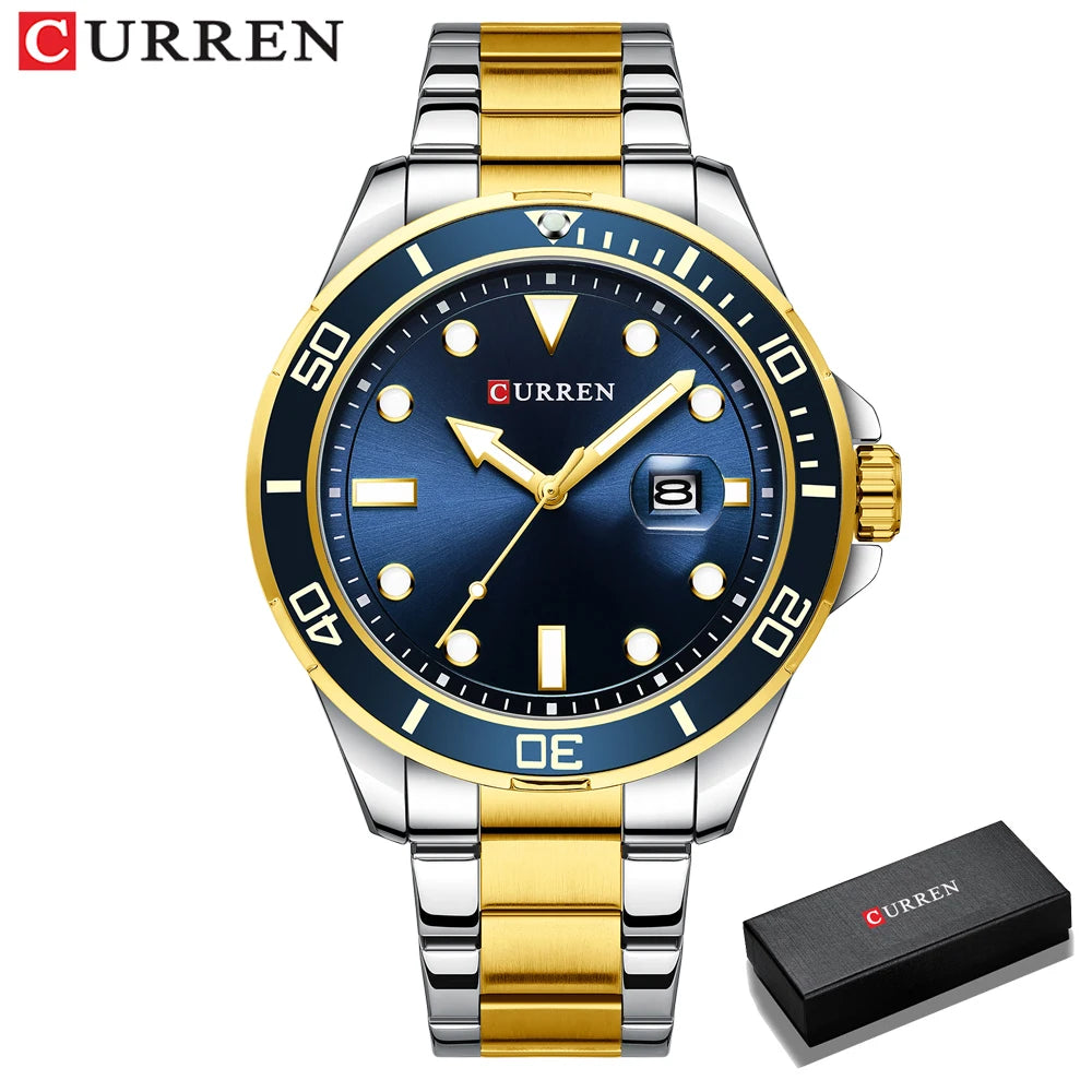 2021 CURREN New Green Water Ghost Series Brand High-end luxury Watches Automatic Watch Men All Steel Waterproof Quartz Watch