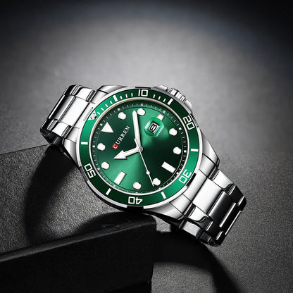 2021 CURREN New Green Water Ghost Series Brand High-end luxury Watches Automatic Watch Men All Steel Waterproof Quartz Watch