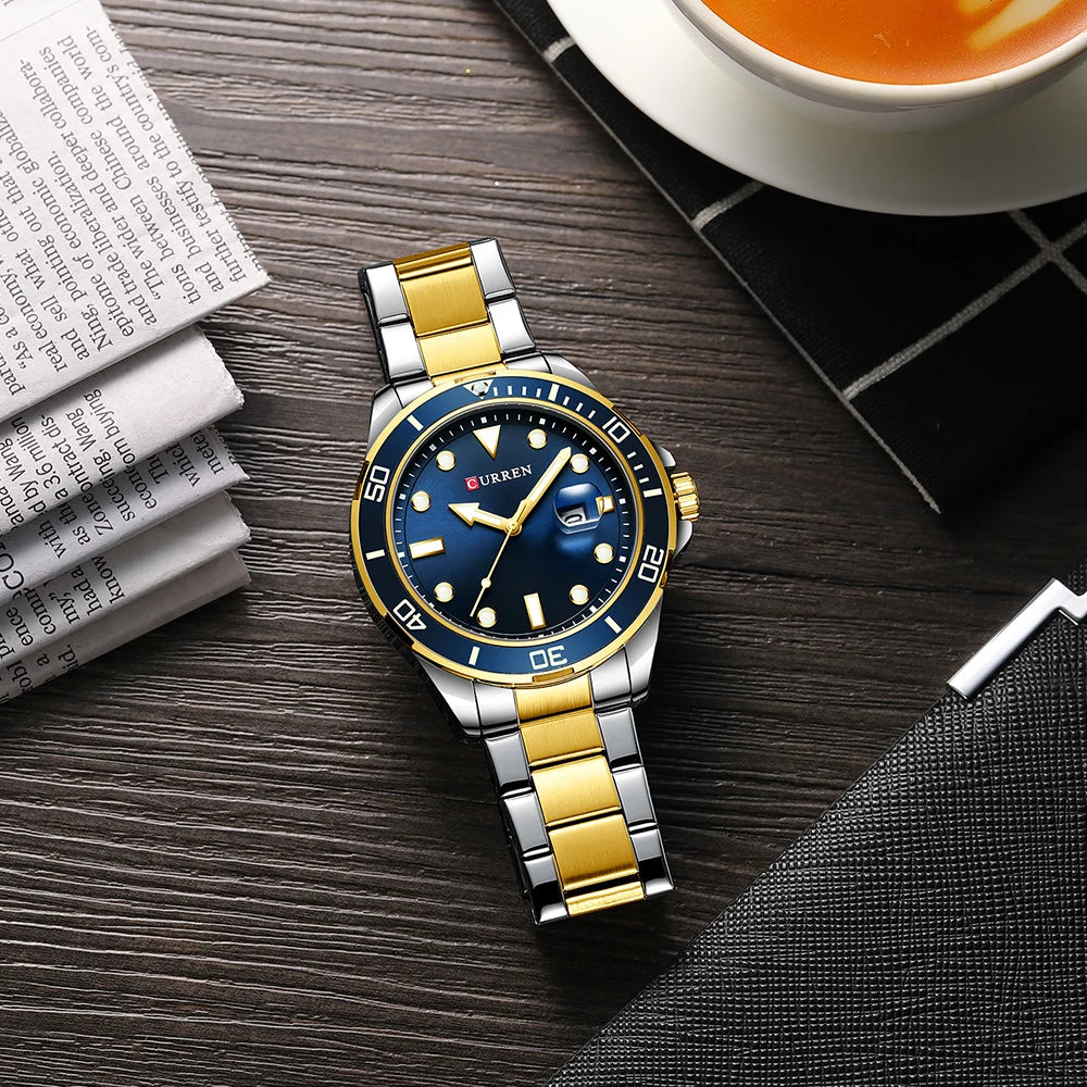 2021 CURREN New Green Water Ghost Series Brand High-end luxury Watches Automatic Watch Men All Steel Waterproof Quartz Watch