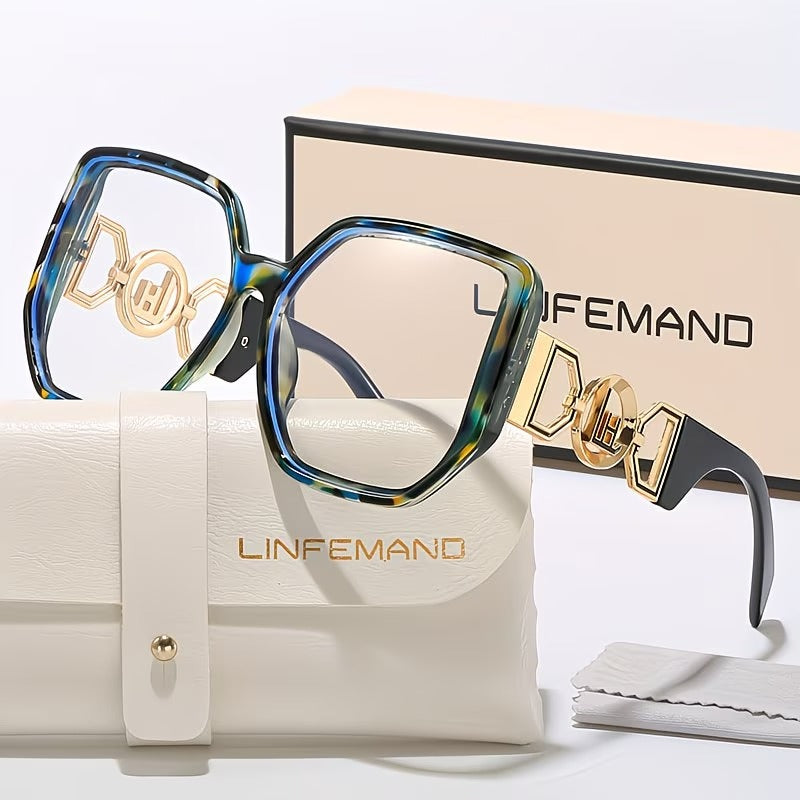 LINFEMAND OVERSIZED SQUARE ANTI-BLUE LIGHT GLASSES - LH3246