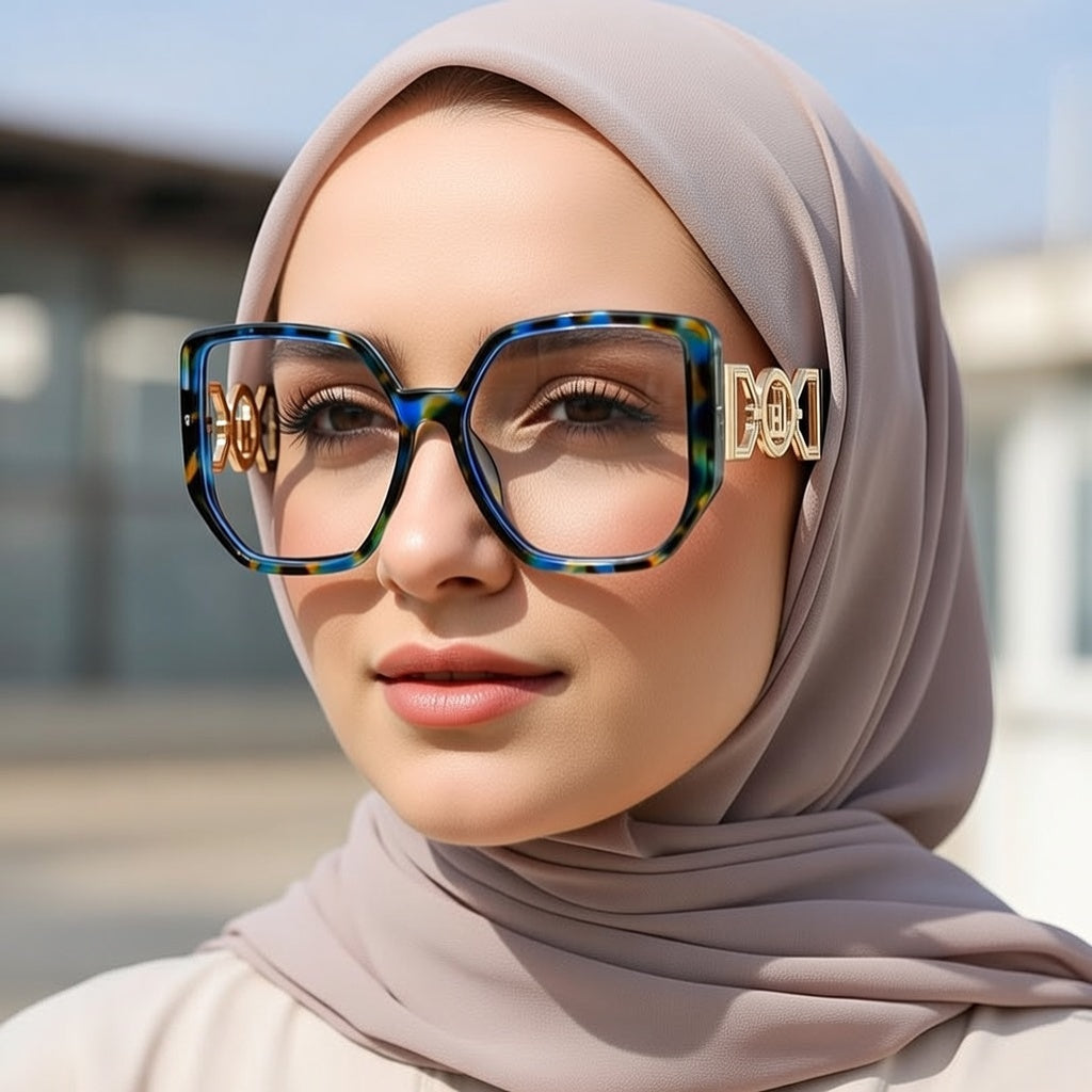 LINFEMAND OVERSIZED SQUARE ANTI-BLUE LIGHT GLASSES - LH3246