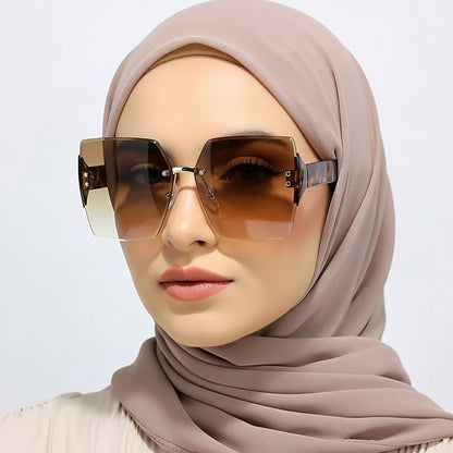 LINFEMAND RIMLESS SQUARE DECORATIVE GLASSES