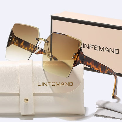 LINFEMAND RIMLESS SQUARE DECORATIVE GLASSES