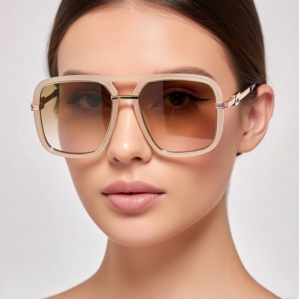 LINFEMAND HIP HOP SQUARE DOUBLE BRIDGE SUNGLASSES -LG105959