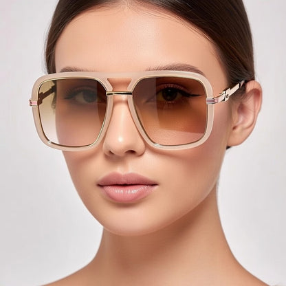 LINFEMAND HIP HOP SQUARE DOUBLE BRIDGE SUNGLASSES -LG105959