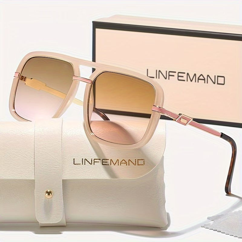 LINFEMAND HIP HOP SQUARE DOUBLE BRIDGE SUNGLASSES -LG105959