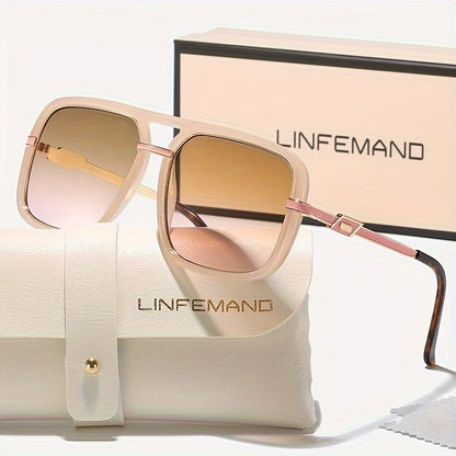 LINFEMAND HIP HOP SQUARE DOUBLE BRIDGE SUNGLASSES -LG105959