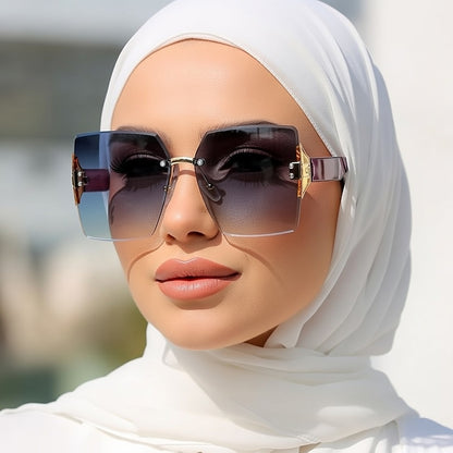 LINFEMAND RIMLESS SQUARE DECORATIVE GLASSES