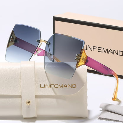 LINFEMAND RIMLESS SQUARE DECORATIVE GLASSES
