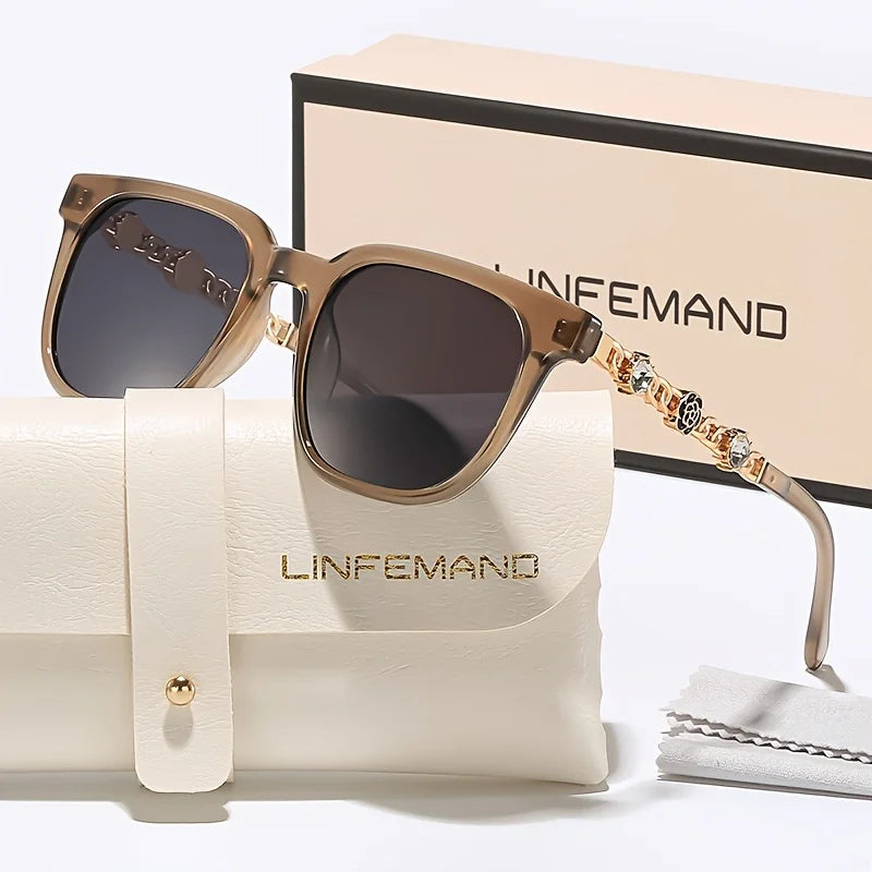 LINFEMAND SQUARE METAL CHAIN SUNGLASSES - MT3543646