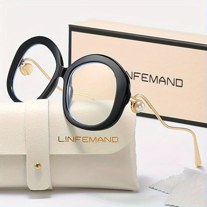 LINFEMAND OVERSIZED ROUND PEARL GLASSES - LH3289