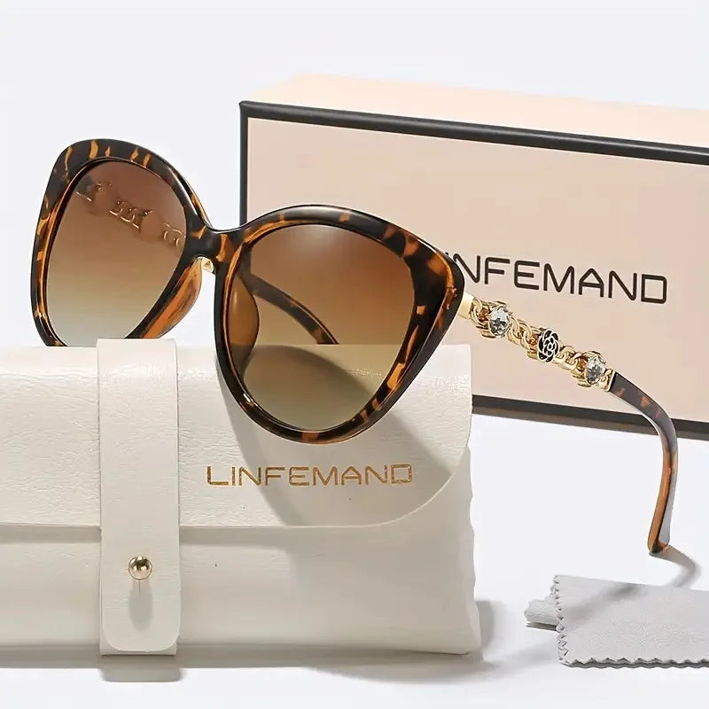 LINFEMAND DIAMOND FLOWER CAT EYE SUNGLASSES - DW3930759