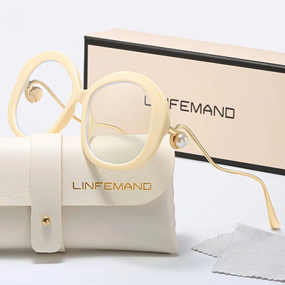 LINFEMAND OVERSIZED ROUND PEARL GLASSES - LH3289