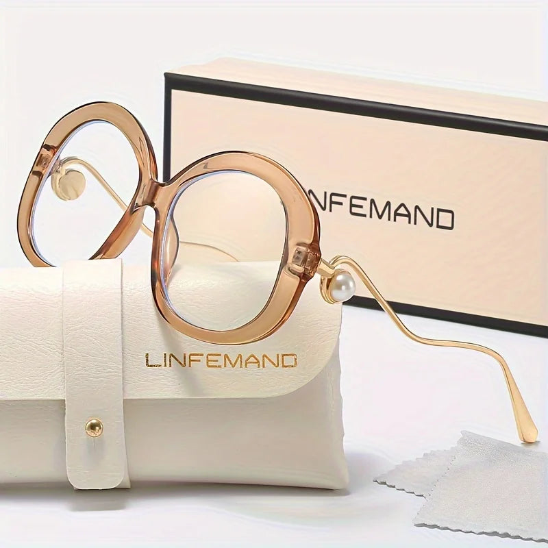 LINFEMAND OVERSIZED ROUND PEARL GLASSES - LH3289