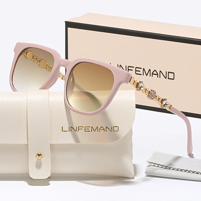 LINFEMAND SQUARE METAL CHAIN SUNGLASSES - MT3543646