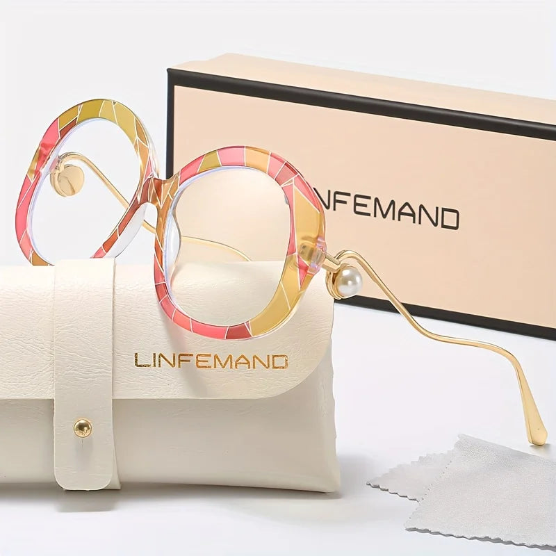 LINFEMAND OVERSIZED ROUND PEARL GLASSES - LH3289