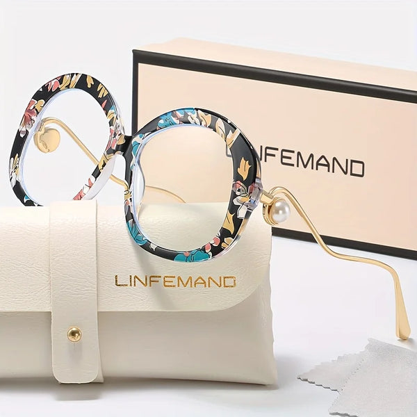 LINFEMAND OVERSIZED ROUND PEARL GLASSES - LH3289