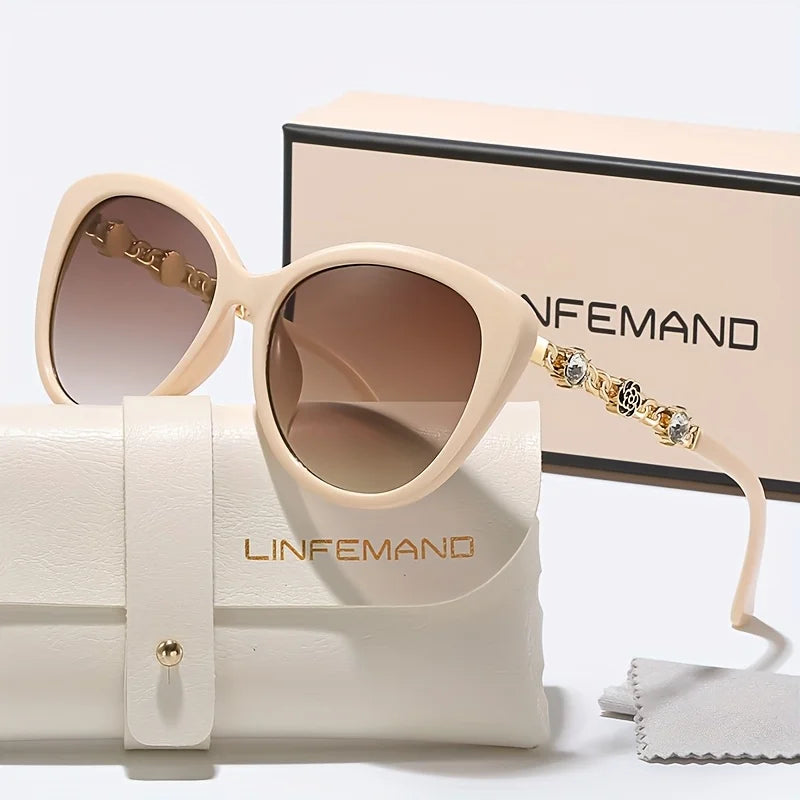 LINFEMAND DIAMOND FLOWER CAT EYE SUNGLASSES - DW3930759