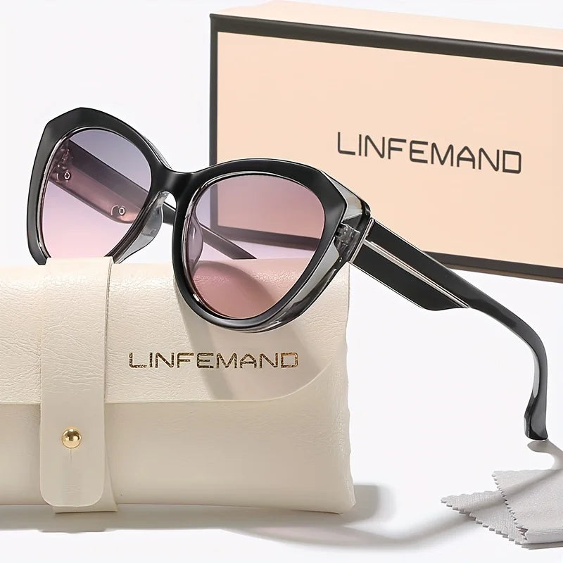 LINFEMAND TRENDY RETRO CAT EYE UV400 SUNGLASSES-BO8853