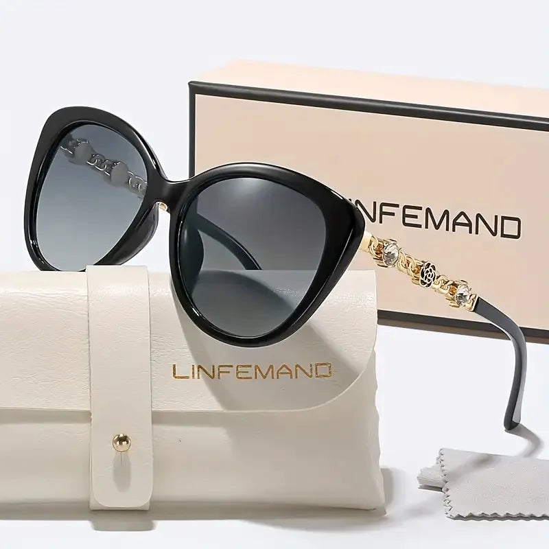 LINFEMAND DIAMOND FLOWER CAT EYE SUNGLASSES - DW3930759