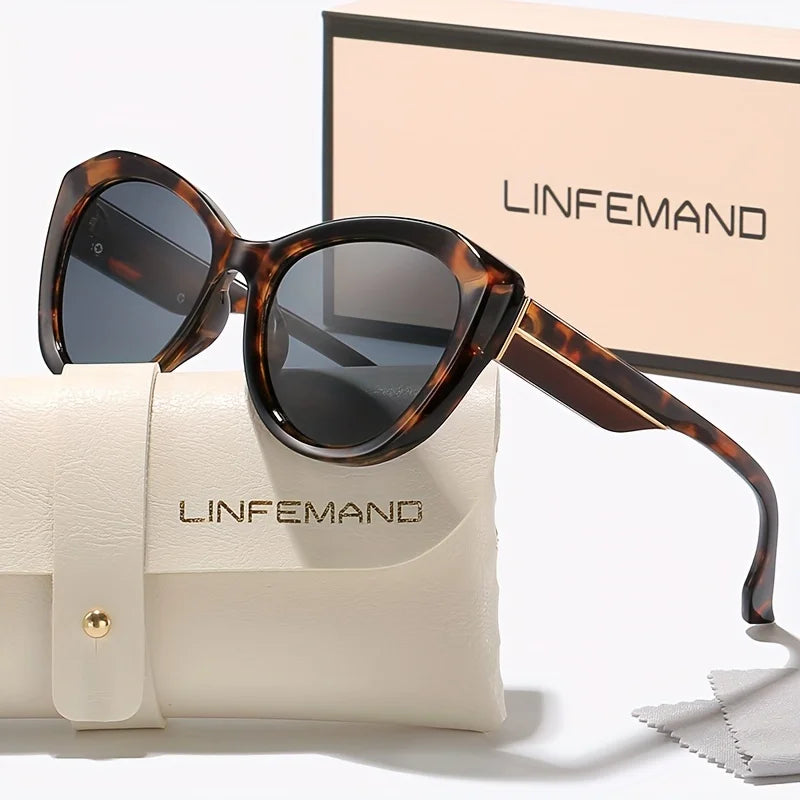 LINFEMAND TRENDY RETRO CAT EYE UV400 SUNGLASSES-BO8853