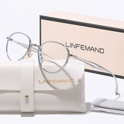 LINFEMAND RETRO ROUND ANTI-BLUE LIGHT GLASSES - LH3256