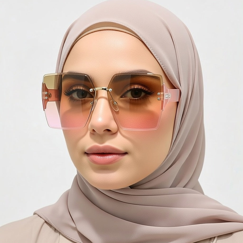 LINFEMAND RIMLESS SQUARE DECORATIVE GLASSES