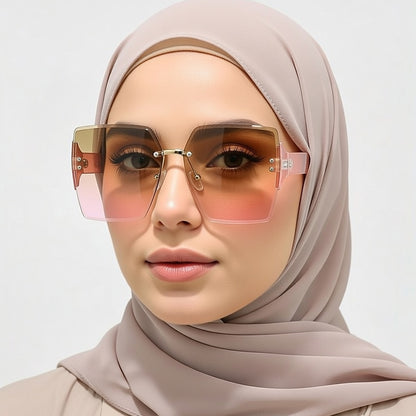 LINFEMAND RIMLESS SQUARE DECORATIVE GLASSES