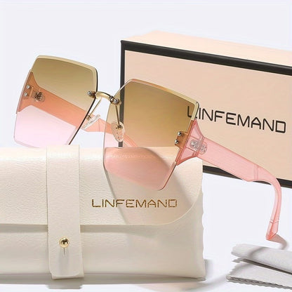 LINFEMAND RIMLESS SQUARE DECORATIVE GLASSES