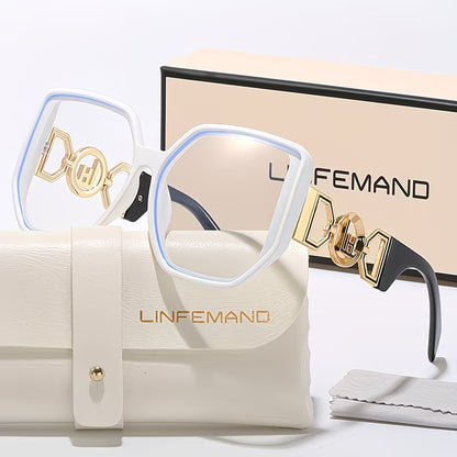 LINFEMAND OVERSIZED SQUARE ANTI-BLUE LIGHT GLASSES - LH3246