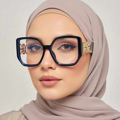 LINFEMAND OVERSIZED SQUARE ANTI-BLUE LIGHT GLASSES - LH3246